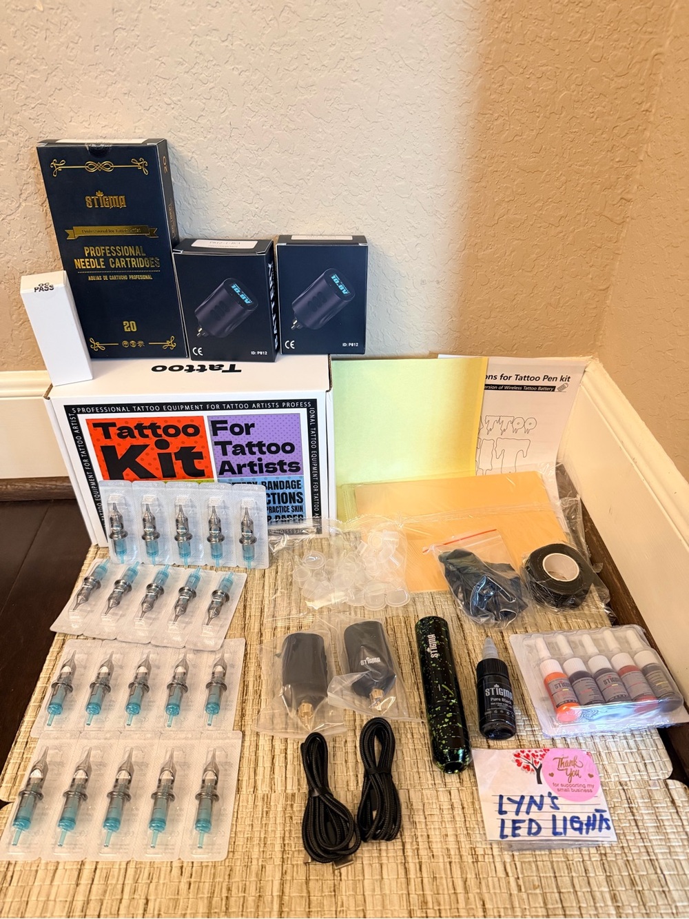 Dual Batteries Wireless Rotary Ta ttoo Complete Kit Rechargeable